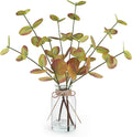 Fall Fake Eucalyptus Stems in Glass Vase by Bessol