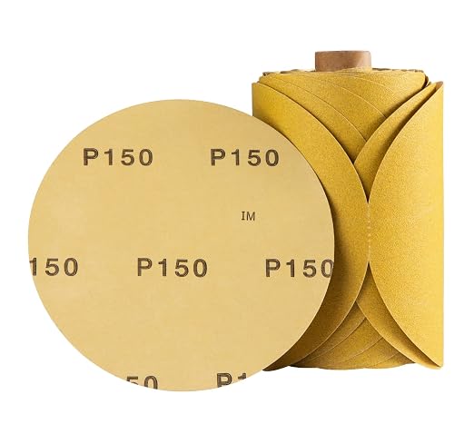 100 PCS 6 Inch 150 Grit PSA Sandpaper Roll Round Sanding Discs Aluminum Oxide by Shawya