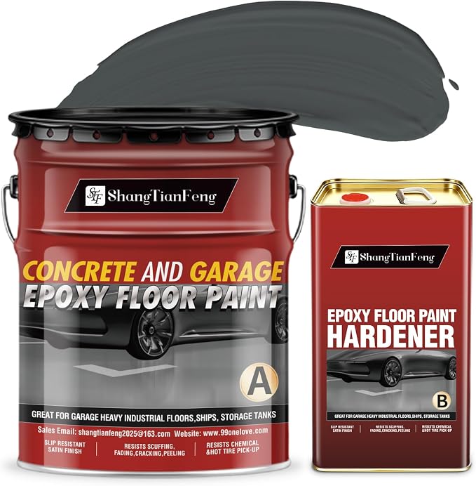 4 Gallon Epoxy Floor Paint kit -100% solids| 6H hardness|20-year durability| by STFShangTianFengPAINT