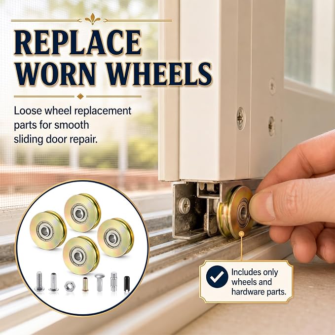 Therwen 4 Pcs 1-1/4 Inch Sliding Door Rollers Patio Roller Kit Sliding Wheels - Image 5