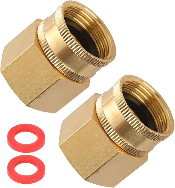 Garden Hose Adapter, 3/4" NPT Female X 3/4" GHT Female Connector | Dual Swivel by Sanpaint