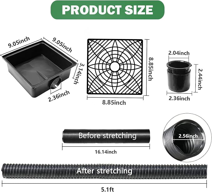 2 Pack Gutter Downspout Extensions, Catch Basin Low Profile Downspout Extender - Image 2
