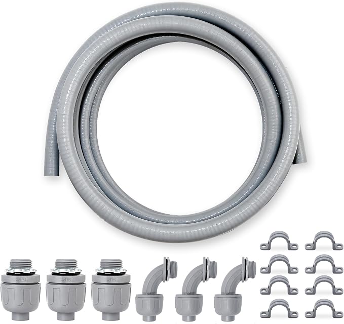 3/4 inch 15 Foot Liquid-Tight Conduit Kit, Flexible Non Metallic Electrical by Wocloer