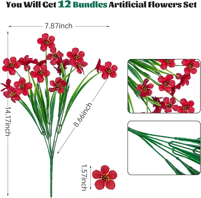 Lnoicy 12 Pcs Artificial Flowers - Image 2