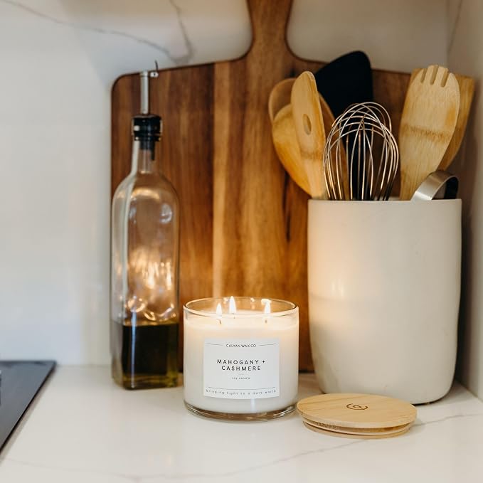 Mahogany & Cashmere 3 Wick Scented Candle - Image 5