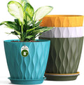 8 Inch Plant Pots 4 Pack Plastic Planters by Areutxbis