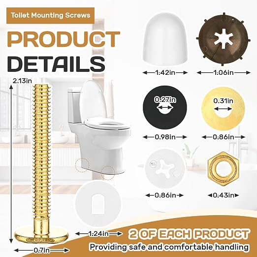 16 Pcs Toilet Floor Bolts Kit, Heavy Duty Closet Flange Bolt Set - Image 7