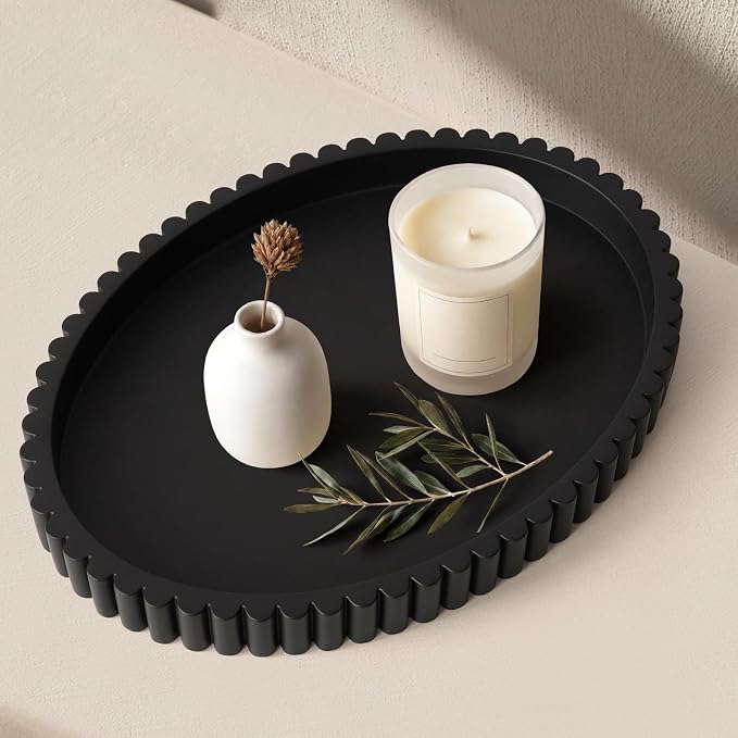 Oval Tray for Coffee Table Decor, Solid Concrete, Aesthetic Home Decor by Cathyeen