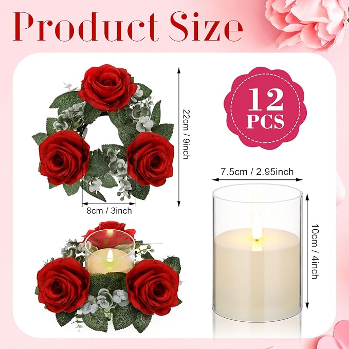 Yunlly 12 Pcs Rose Candle Rings - Image 2
