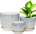 Hlukana Ceramic Plant Pots Set of 3, 6.75/5.6/4.2 inch Planters by Hlukana