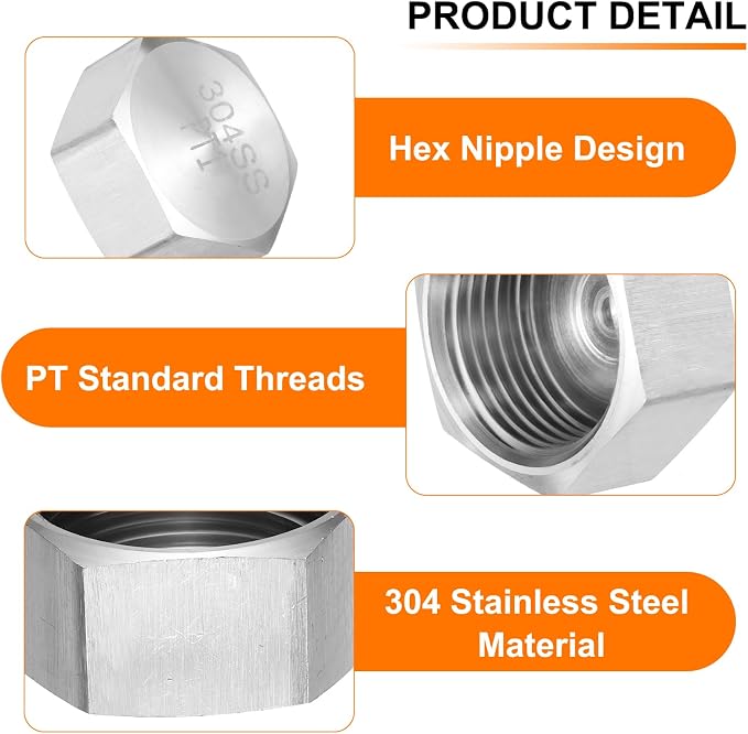 uxcell 1pcs Hex End Cap 304 Stainless Steel Nut - Image 3