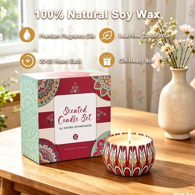 Scented Candles Gift Set, 18 Pack Soy Wax Aromatherapy Candles | 18 Fragrances - Image 4