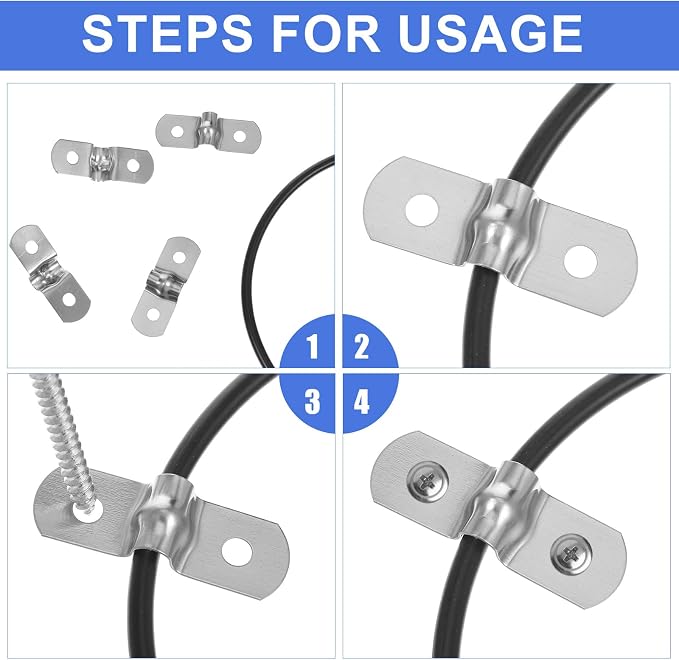25Pcs 1/4" 304 Stainless Steel Rigid Pipes Strap Two Hole Straps U Bracket Pipe - Image 4