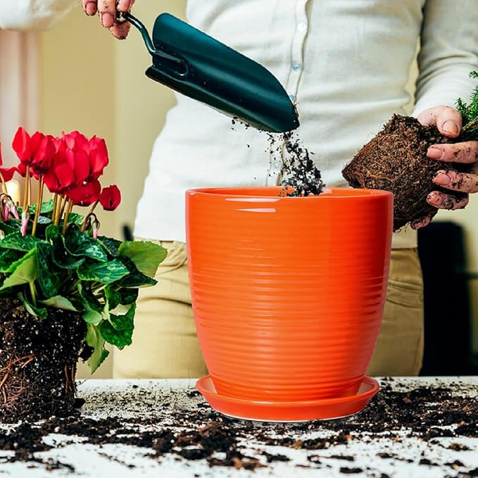 10 Inch Plant Pot, Ceramic Planters - Image 4