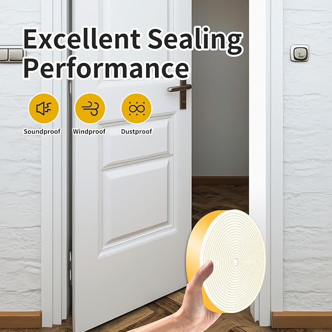 Weather Stripping, High Density CR, Strong Adhesive, 1 in x 1/8 in x 33Ft | - Image 5