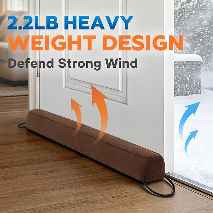Comfyanno 38” Weighted Under Door Draft Stopper, 2.2lb Door Wind Blocker | Fits - Image 4