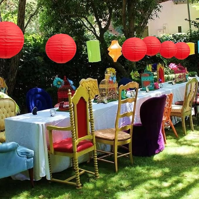 BEISHIDA 10 Inch Red Paper Lanterns 6 Packs Hanging Round Chinese Lantern | - Image 6