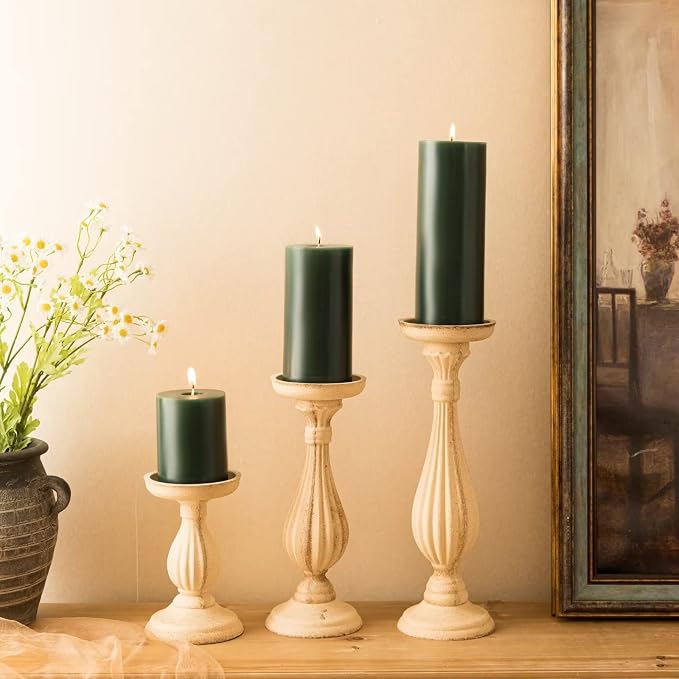 MOZEAL 3" x 8" Hand-poured Unscented Large Candle, Smokeless Rustic Pillar - Image 6