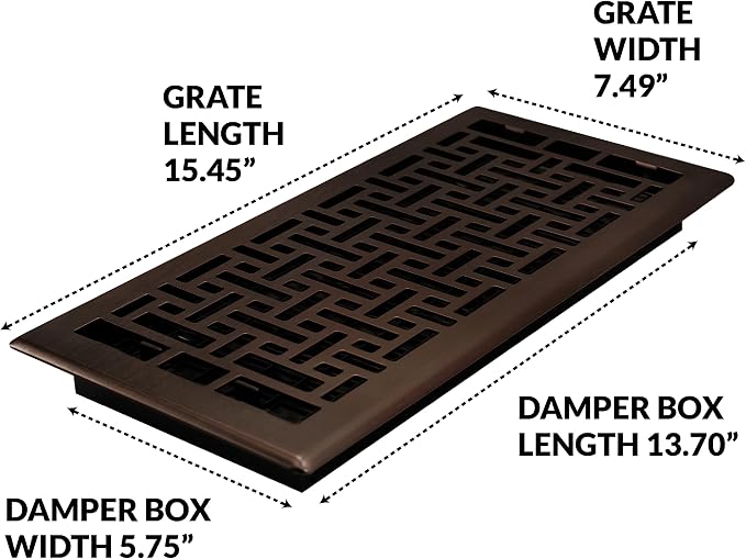 Decor Grates AJH614-RB Oriental Floor Register, Rubbed Bronze Finish - Image 4