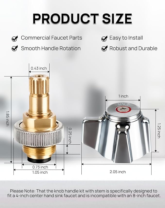 4" Brass Faucet Handle Cartridge Replacement Stem Assembly Faucet Valves Hot - Image 2