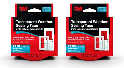 3M Interior Transparent Weather Sealing Tape, 1.5" x 10 Yards, by Unknown