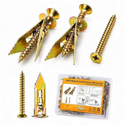 Jyphorixal 200 PCS Self Drilling Drywall Anchors by Borntobeprofessional
