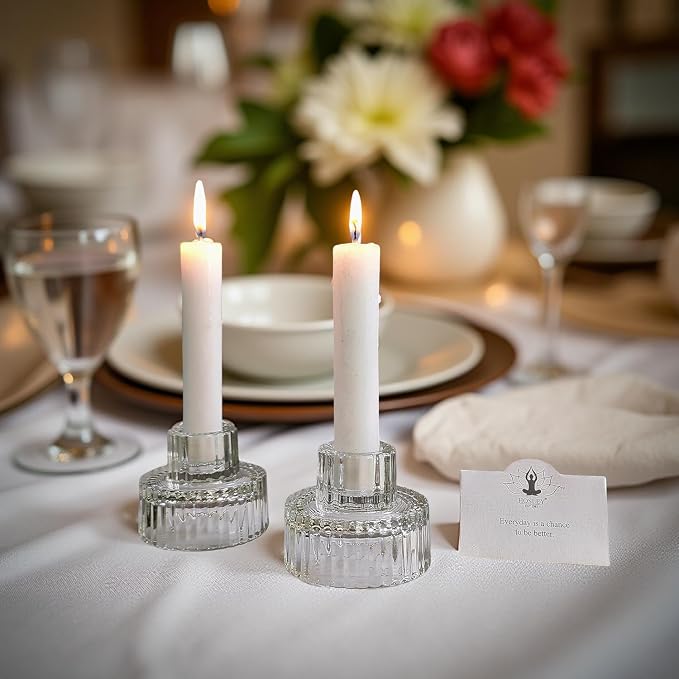 Hosley Set of 12 Glass Taper Candle Holders - Image 8