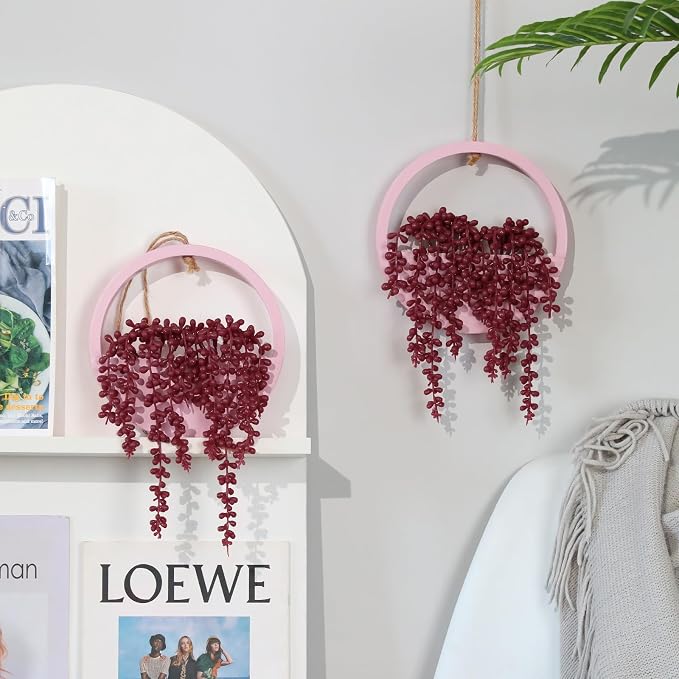 2 Pack Fake Plants Artificial Wall Hanging Succulents Plant | Boho Hanging - Image 3