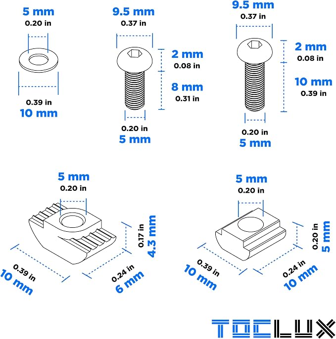 200 pcs 20 Series Aluminum Extrusion Black M5 T-Nut and Screw Kit – Sliding & - Image 4