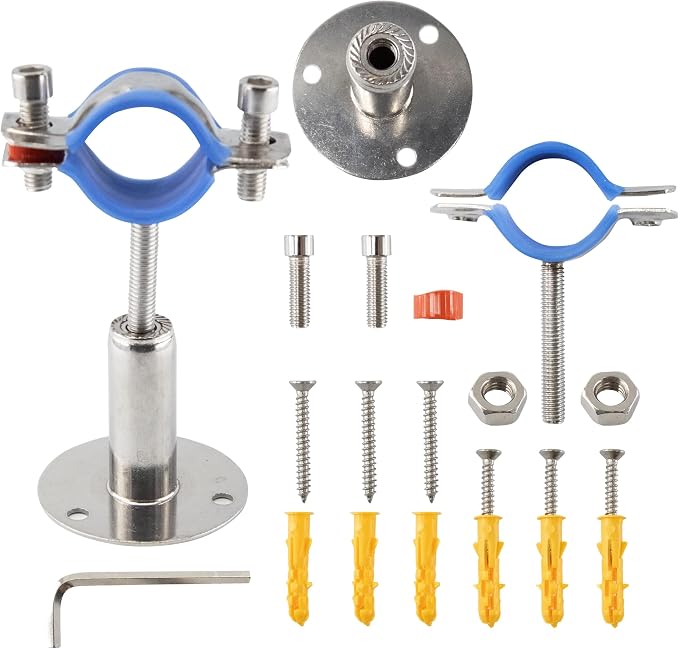 304 Stainless Steel Wall Mount Ceiling Mount Pipe Supports, Adjustable Pipe - Image 3