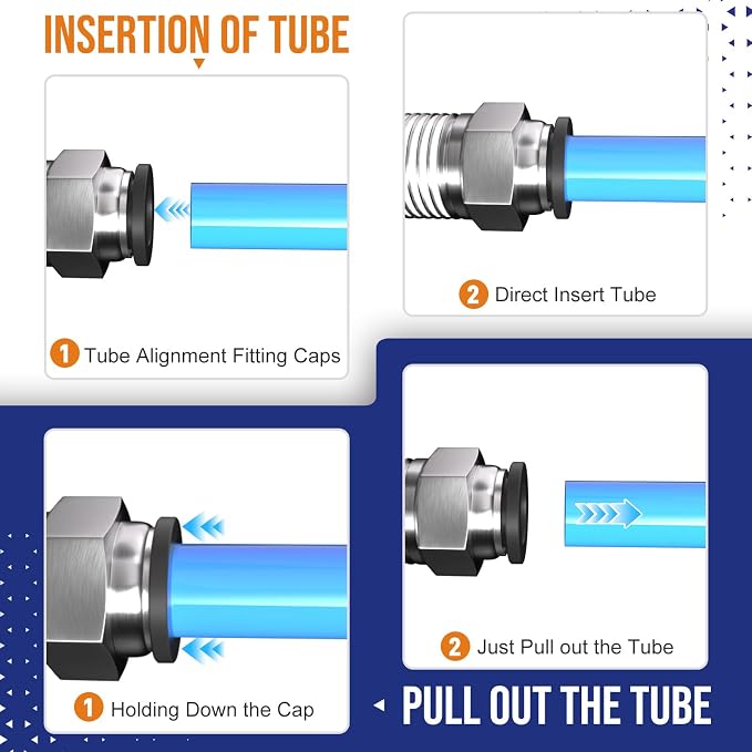 1/2 Push to Connect Fittings npt Thread to 1/4 Air Line Quick | Pneumatic - Image 6