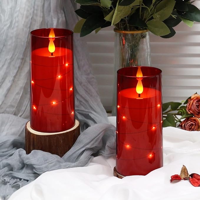 NURADA Flickering Flameless Candles: Built-in Star String Lights Battery - Image 6