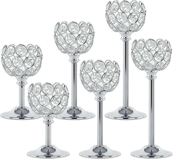 Silver Crystal Candle Holders Candlestick Holders by Unknown