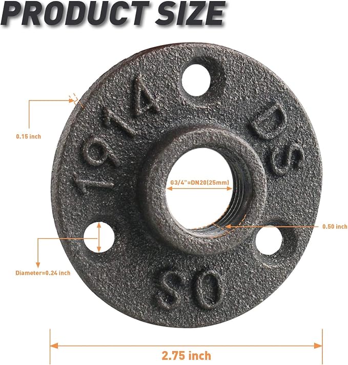3/4" Floor Flange, Malleable iron Pipe Fittings - Image 2