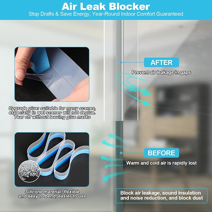 Weather Stripping Door Seal, 20 Ft Shower Door Seal, 3 in | Flexible door sweep - Image 5