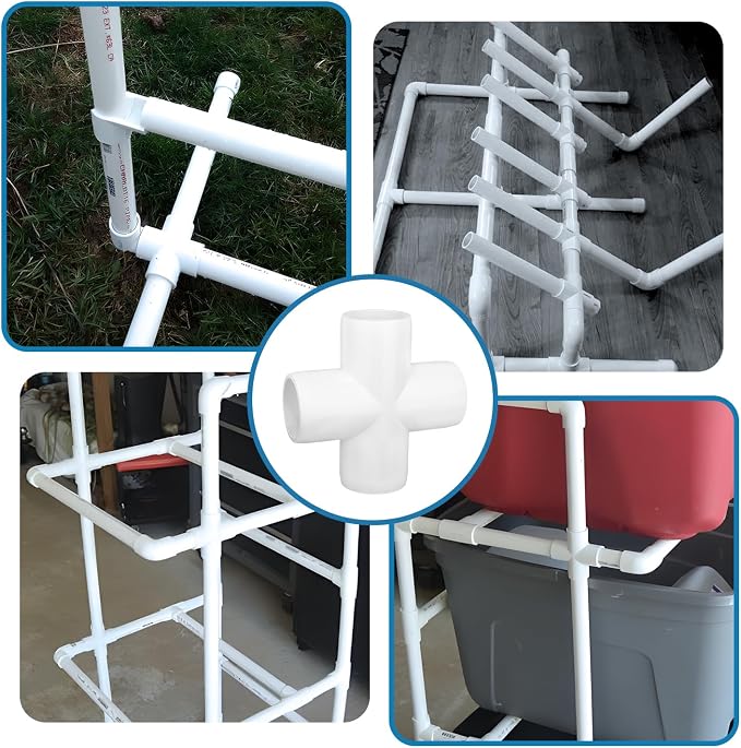 12 Pack 3/4 Inch 4 way Cross PVC Fittings Furniture Grade Elbow Fittings - Image 7