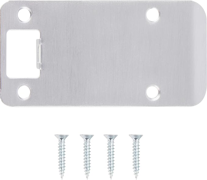 Round Corner Extended Lip Strike Plate, 2-1/4" x 4", Satin Chrome - Image 2