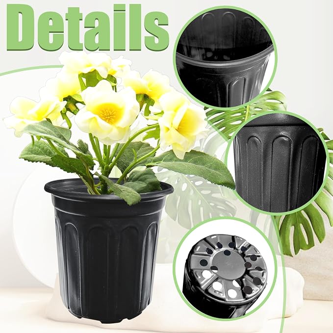 Jgalnim 60 Pack 1 Gallon Nursery Plant Pots, Thickened Flexible Plastic - Image 3