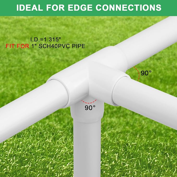 6Pack 1IN 4-Way PVC Pipe Fittings SCH40 Furniture Grade PVC Elbow Corner Side - Image 3