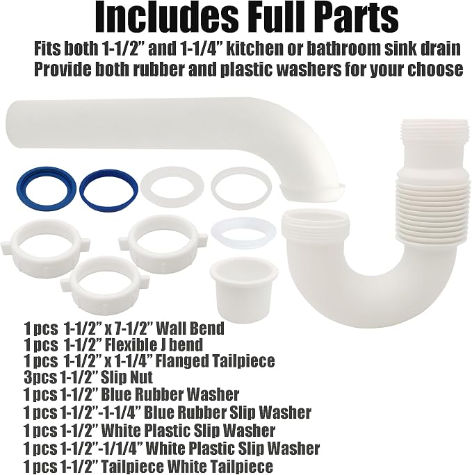 Flexible P Trap for Bathroom Sink, Flex Drain Pipe for Bathroom Sink Drain Kit - Image 7