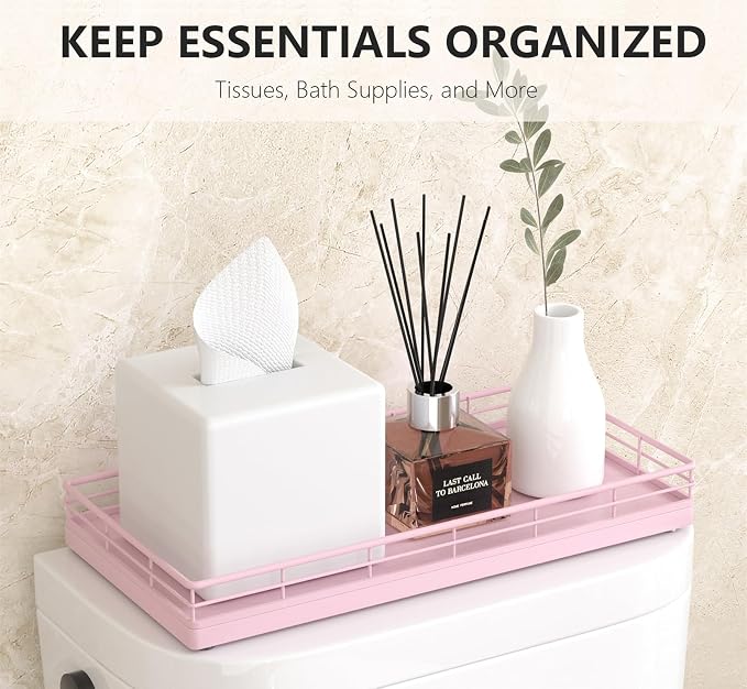 Toilet Paper Basket Organizer, Oak Wood Toilet Tank Tray - Image 3