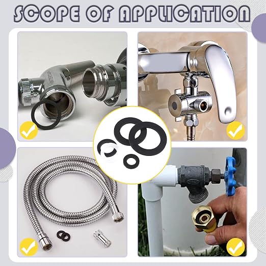 Swpeet 256Pcs 7 Sizes Flat Rubber and Silicone Washers O Ring Plumbing Washers - Image 7