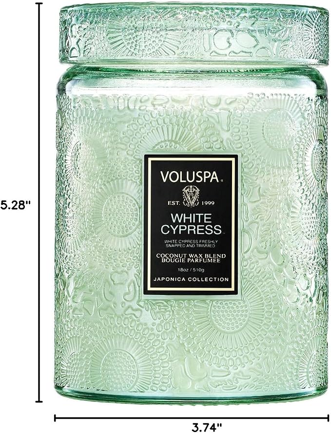 Voluspa White Cypress, Large Candle Jar, 18 Ounce, 100 Hour Burn Time, & - Image 7