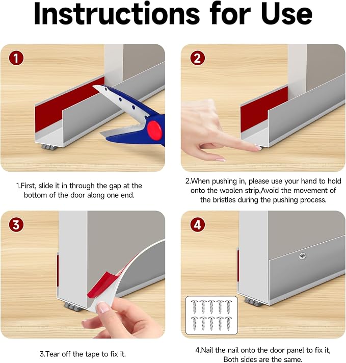 2 Pack Weather Stripping Door Seal, 36” Length Cuttable Door Draft Stopper - Image 6