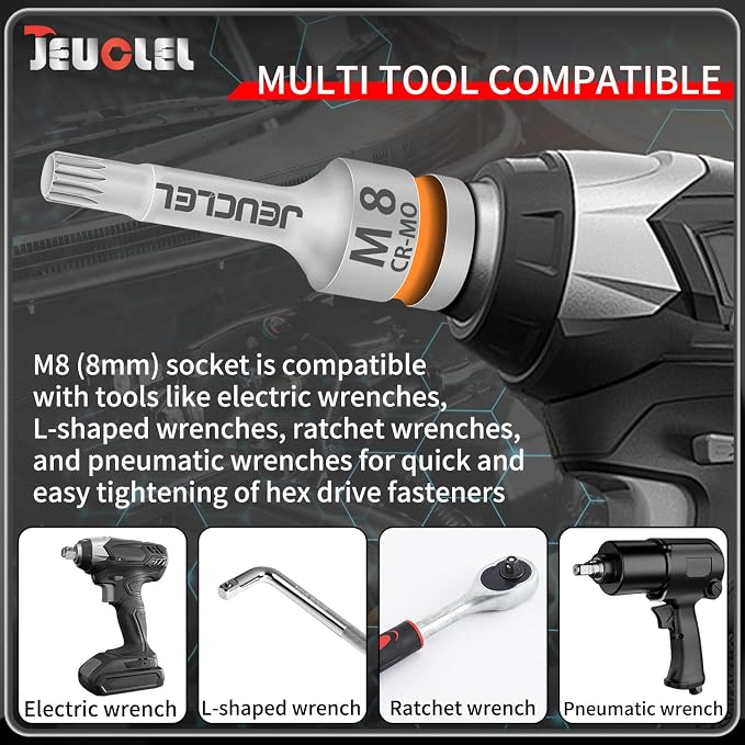 M8 Triple Square Impact Spline Bit Socket, 8mm 1/2" Drive Socket | 12 Point - Image 5