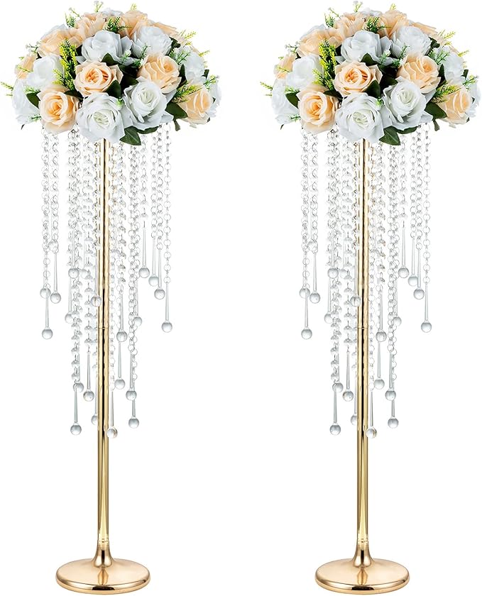 NUPTIO Tall Gold Centerpiece for Table, for Flowers Arrangement, Anniversary by Nuptio