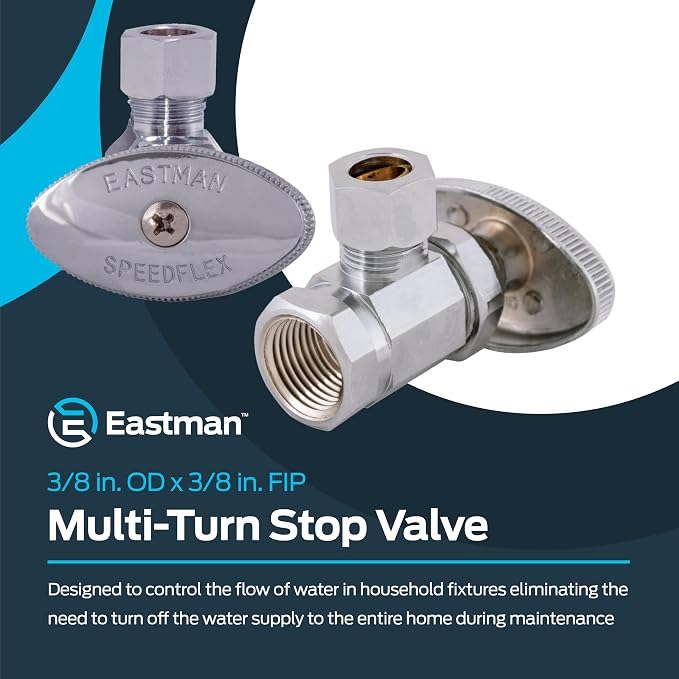 Eastman 3/8 Inch OD Compression x 3/8 Inch FIP Compression Multi-Turn Angle - Image 2