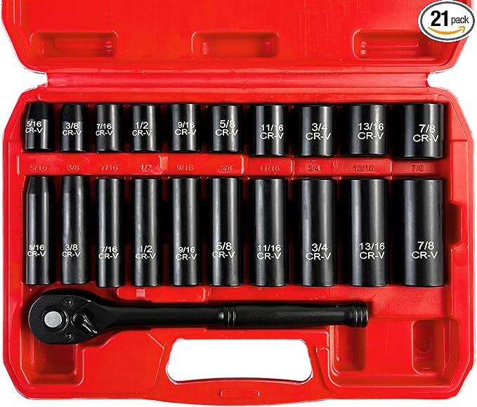 EACELIY 21pcs 3/8" Socket Set, Drive Impact Socket Set, Deep & Shallow by EACELIY