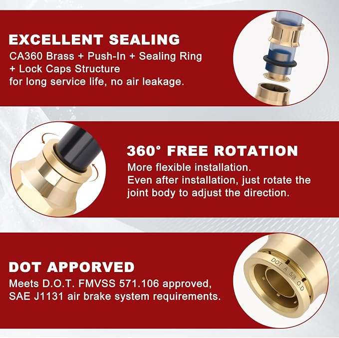 DOT Approved Male Straight Brass Union 5/8" Tube x 3/8" NPT, Quick Connect Union - Image 4