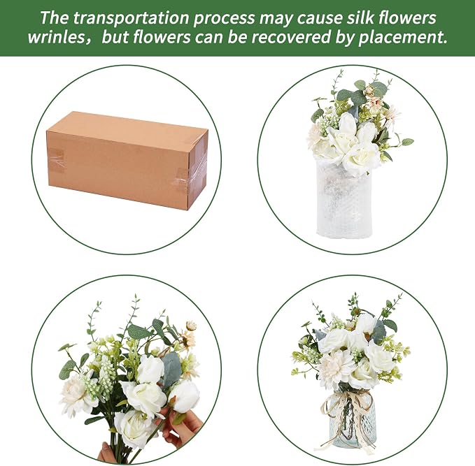 CEWOR Fake Flowers in Vase, Artificial Flowers Arrangement in Vase, Fake Floral - Image 7